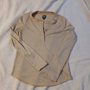 GAP Women's Metallic Henley Tee SZ XS GUC